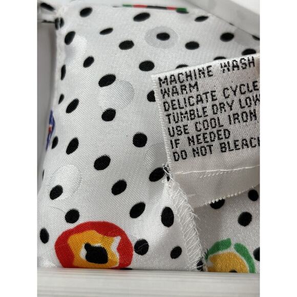 Marlis Vintage Blouse Womens 12 Large White Polka Dot Sheer Satin 80s Retro - Picture 8 of 16